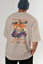 Araba Club Series 23 Back Printed Beige Oversize T-Shirt 100% Cotton Men Women - 6