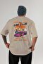 Araba Club Series 28 Back Printed Beige Oversize T-Shirt 100% Cotton Men's Women's - 2