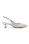 Women's Short Heeled Pearl Silver Wedding Dress Evening Dress Shoes - 3