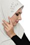 Tactical Stone Handcrafted Bead Embroidered Cream Ready-made Turban Hijab Bonnet Prayer Cover