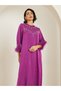 Women Embellished Jalabiya with Faux Feather Trim - 2