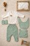 Waffle Fabric Organic Cotton Bear-Ear Hat Boxed 5-Piece Hospital Discharge Set - 3