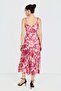 Ruffle Detailed Patterned Chiffon Dress - 6