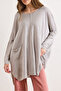 Women's Gray Double Pocket Oversize Slit Long Knitwear Tunic Tnk-19000106 - 5