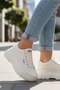 White Women's Sneaker - High-Sole City Style Comfortable Walking Shoes - 2