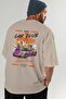Araba Club Series 35 Back Printed Beige Oversize T-Shirt 100% Cotton Men Women - 7