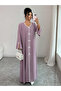 Women Lilac Slit Sleeve Jalabiya with Bow Details - 3
