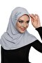 Tactical Stone Handcrafted Bead Embroidered Light Gray Ready-made Turban Hijab Bonnet Prayer Cover - 5