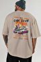 Araba Club Series 30 Back Printed Beige Oversize T-Shirt 100% Cotton Men Women - 5