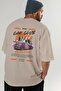 Araba Club Series 2 Back Printed Beige Oversize T-Shirt 100% Cotton Men Women - 7