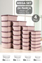 Set of Striped Rectangular Storage Containers - Microwave Safe Food Containers 1.25L 0.75L 0.5L 0.25L Pink