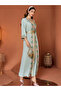 Women Light Blue Embellished Golden Trim Jalabiya - 4