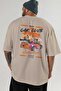 Araba Club Series 39 Back Printed Beige Oversize T-Shirt 100% Cotton Men Women - 5
