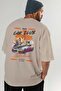 Araba Club Series 30 Back Printed Beige Oversize T-Shirt 100% Cotton Men Women - 7