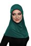 Tactical Stone Handcrafted Bead Embroidered Green Ready-made Turban Hijab Bonnet Prayer Cover - 3