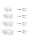 Set of Striped Rectangular Storage Containers - Microwave Safe Food Containers 1.25L 0.75L 0.5L 0.25L Pink - 8