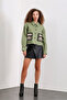 Knitted Pocket Detailed Denim Crop Jacket 8572 - 3