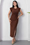 Crew Neck Buttoned Waist Slit Dress Grs3870 - 7