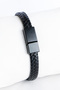 Black Genuine Leather Braided Men's Bracelet with Magnetic Metal Opening and Closing, Valentine's Day Gift - 2