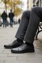 Black Genuine Leather Gel Sole Anatomical Men's Casual Shoes 425 m - 4