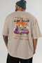 Araba Club Series 33 Back Printed Beige Oversize T-Shirt 100% Cotton Men's Women's - 5