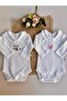 2-Piece Embroidered Snap Fastener Bodysuit Set - Honey Bee & Butterfly - 2