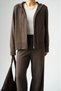 Women's Brown Zippered Hooded Knitwear Cardigan - 5