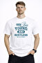 Stay Young Detailed Basic Men's T-Shirt