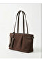 Valenza Brown Wallet Charm Detailed Suede Women's Shoulder Bag - 3