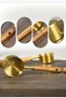 Gold Color Stylish Wooden Handle Measuring Spoon Set - Set of 4 Metal Measuring Cups - 4