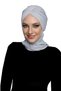 Cross W Scarf Light Gray Ready-To-Wear Turban Hijab Bonnet Suitable for Medical Use