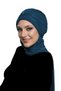Handcrafted Pearl Embroidered Petrol Ready-To-Wear Turban Hijab Headscarf Medical Use Suitable - 4