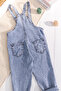 Floral Printed Denim Girls' Salopet Jeans Overalls - 4