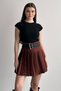 Women's Pleated Mini Skirt with Double Belt Shorts - High Waist, No Visible Underwear, Casual Stylish Combination Skirt - 4