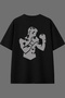 Gray Boxer Design Back Printed Black Oversize T-Shirt