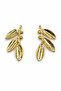 Olea Line Women's Yellow Steel Olive Branch Leaf Nail Earrings - 2