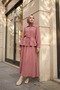Drawstring Blouse Skirt Set - Dried Rose