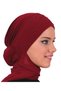 Ready-To-Wear Turban Hijab with Bun and Scarf in Burgundy, Suitable for Medical Use