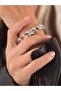 Geometric Drop Flower Model Silver Color Bracelet - 4