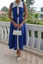 Pearl Buttoned Wide Collar Belted Midi Dress - 7