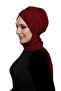 Kardelen Scarf Lined Claret Red Ready Scarf Hijab Pool and Outdoor Bonnet