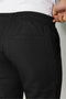 Men's Regular Fit Elastic Waist Lace-Up Jogger Black Trousers Relaxed Fit Side Pockets - 3
