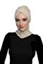 Kardelen Scarf Lined Beige Ready-made Scarf Hijab Pool and Outdoor Bonnet - 2