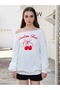 Women's Custom Text Printed Boat Neck Oversize Sweatshirt - 6