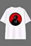 Man in Hat Design White Oversize T-Shirt with Back Print
