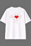 تي شيرت أبيض كبير الحجم بتصميم مطبوع على الظهر من Heart Extensions Design