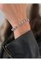 Flower Model Diamond-Looking Silver Color Bracelet - 4
