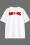 Red Boxing Design Back Printed White Oversize T-Shirt