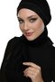 Pearled Tulle Tied Tulle Coated Lace Pearl Embroidered Black Outer Bonnet Hijab Evening Dress - 4