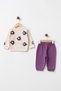 Baby Girl Embossed Floral Fuchsia Top and Bottom Casual Stylish 2-Piece Set Yk1847 - 2